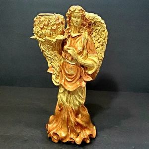 International Bazaar Golden Angel Taper Candlestick Holder Home Decor Accent